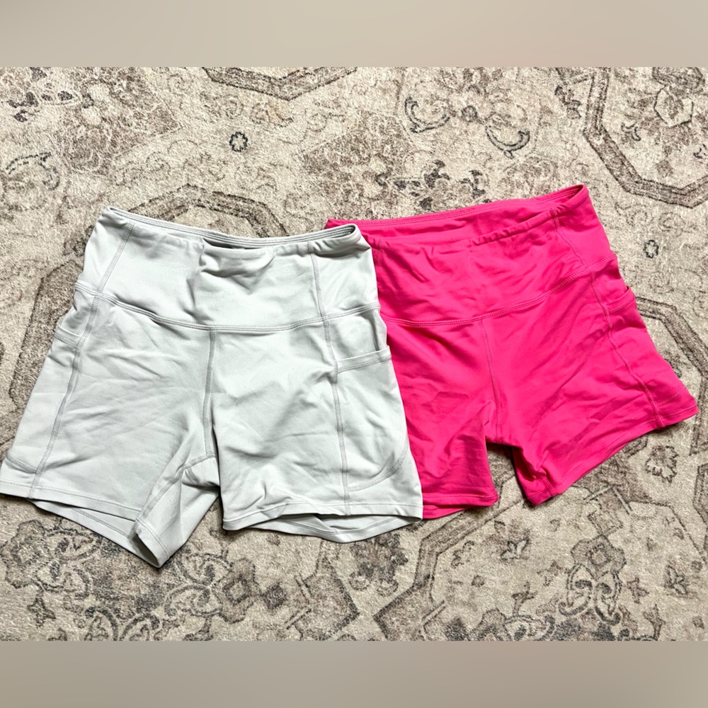 Bright Grey & Bright Pink Workout Biker Shorts The Gym People